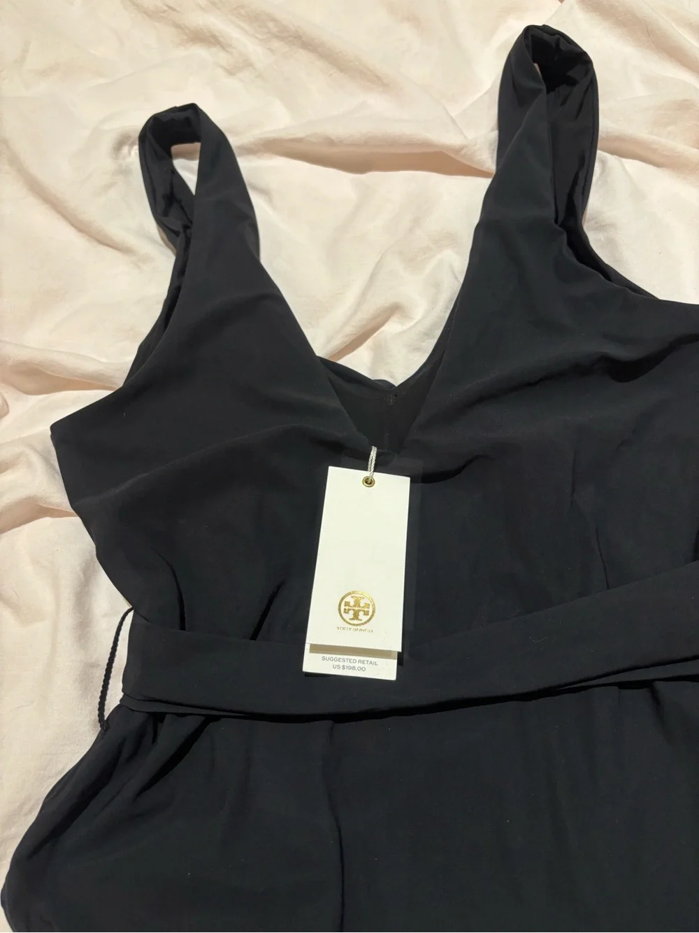 NWT Black One-Piece Swimsuit with Gold Buckle